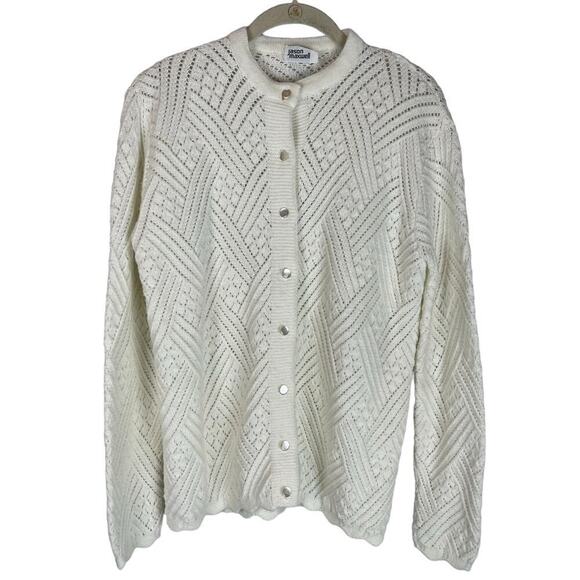 Vintage 70s Jason Maxwell cream button front cardigan sweater - Picture 1 of 5